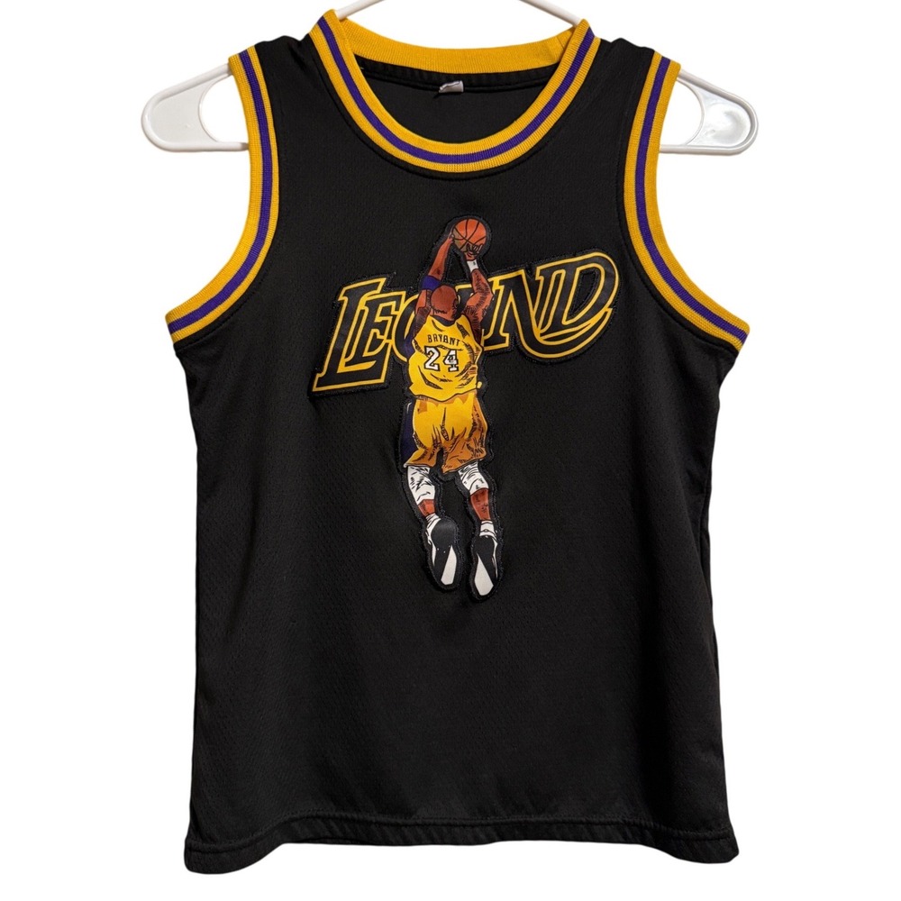 Kobe Bryant Legend 24 Youth Basketball Jersey Black Yellow Size 9-10Y